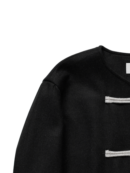 Super160’s WORSTED WOOL MELTON TOGGLE JACKET for WOMEN｜TOP BLACK