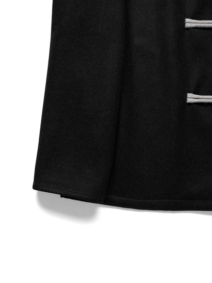 Super160’s WORSTED WOOL MELTON TOGGLE JACKET for WOMEN｜TOP BLACK