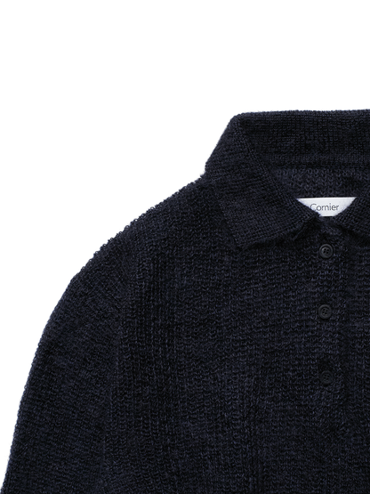 MOHAIR/SILK POLO SHIRTS｜DARK NAVY