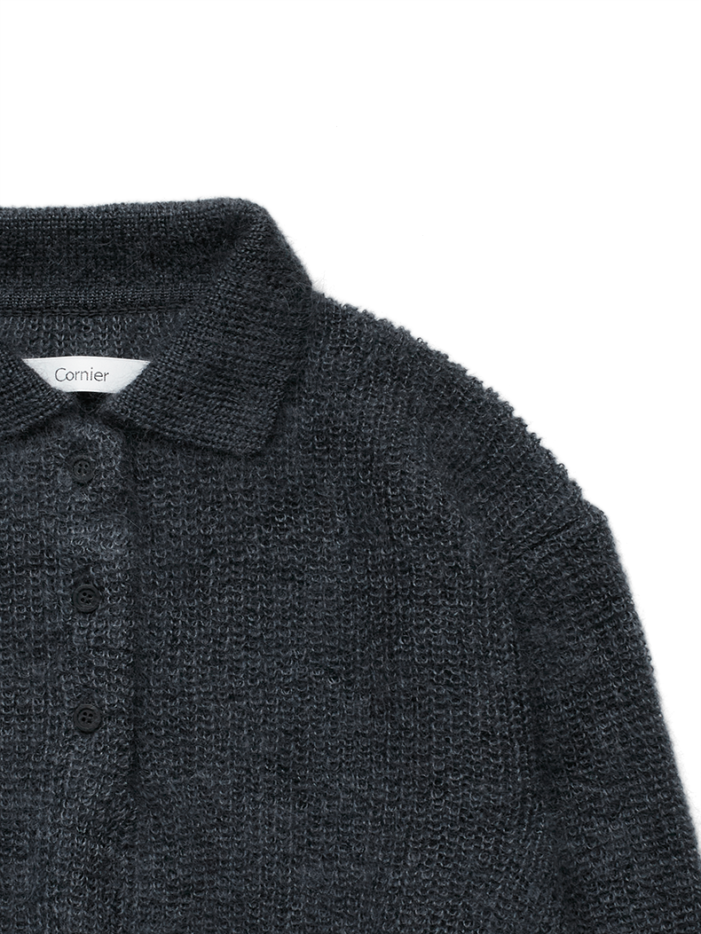 MOHAIR/SILK POLO SHIRTS｜CHARCOAL