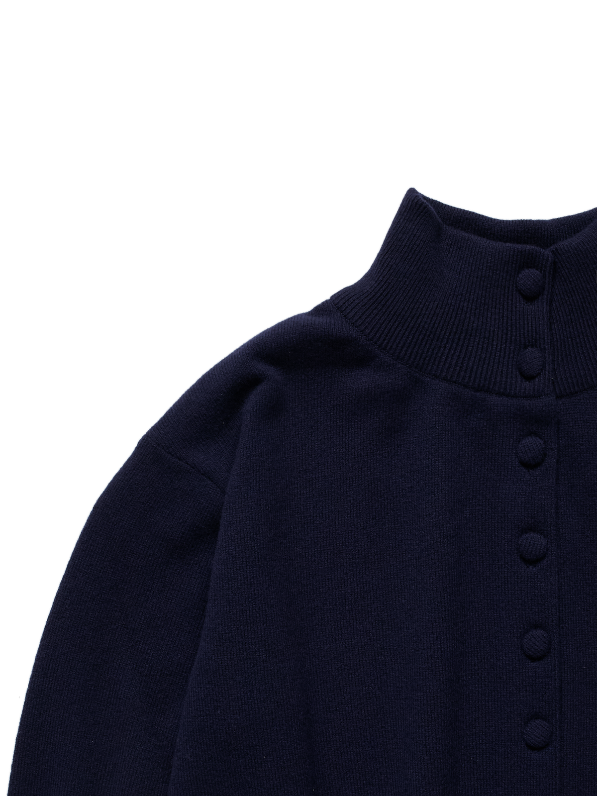 Super170's WOOL KNIT HIGH-NECK CARDIGAN｜NAVY
