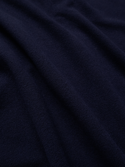 Super170's WOOL KNIT HIGH-NECK CARDIGAN｜NAVY