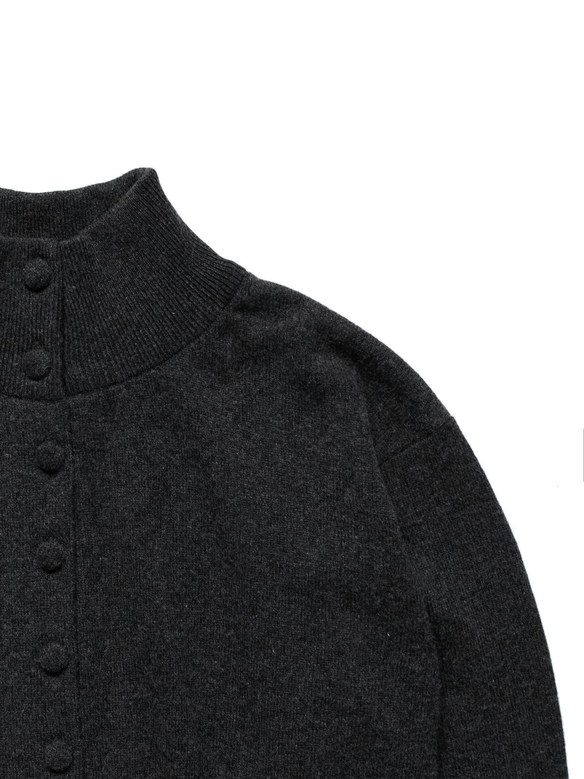 Super170's WOOL KNIT HIGH-NECK CARDIGAN｜CHARCOAL