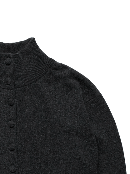 Super170's WOOL KNIT HIGH-NECK CARDIGAN｜CHARCOAL