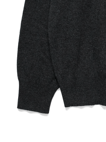 Super170's WOOL KNIT HIGH-NECK CARDIGAN｜CHARCOAL