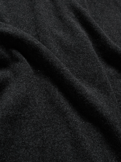 Super170's WOOL KNIT HIGH-NECK CARDIGAN｜CHARCOAL