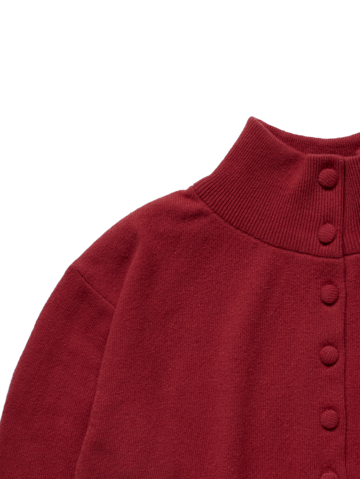 Super170's WOOL KNIT HIGH-NECK CARDIGAN｜RED