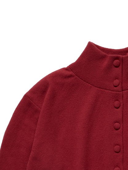 Super170's WOOL KNIT HIGH-NECK CARDIGAN｜RED