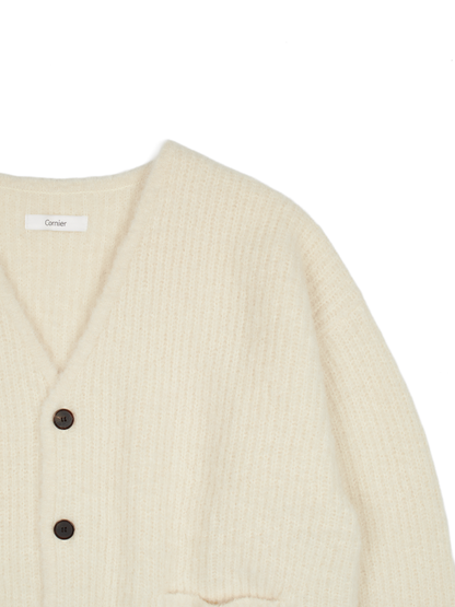 ALPACA/WOOL V-NECK CARDIGAN｜WHITE