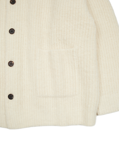 ALPACA/WOOL V-NECK CARDIGAN｜WHITE