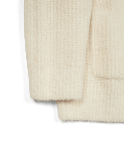 ALPACA/WOOL V-NECK CARDIGAN｜WHITE
