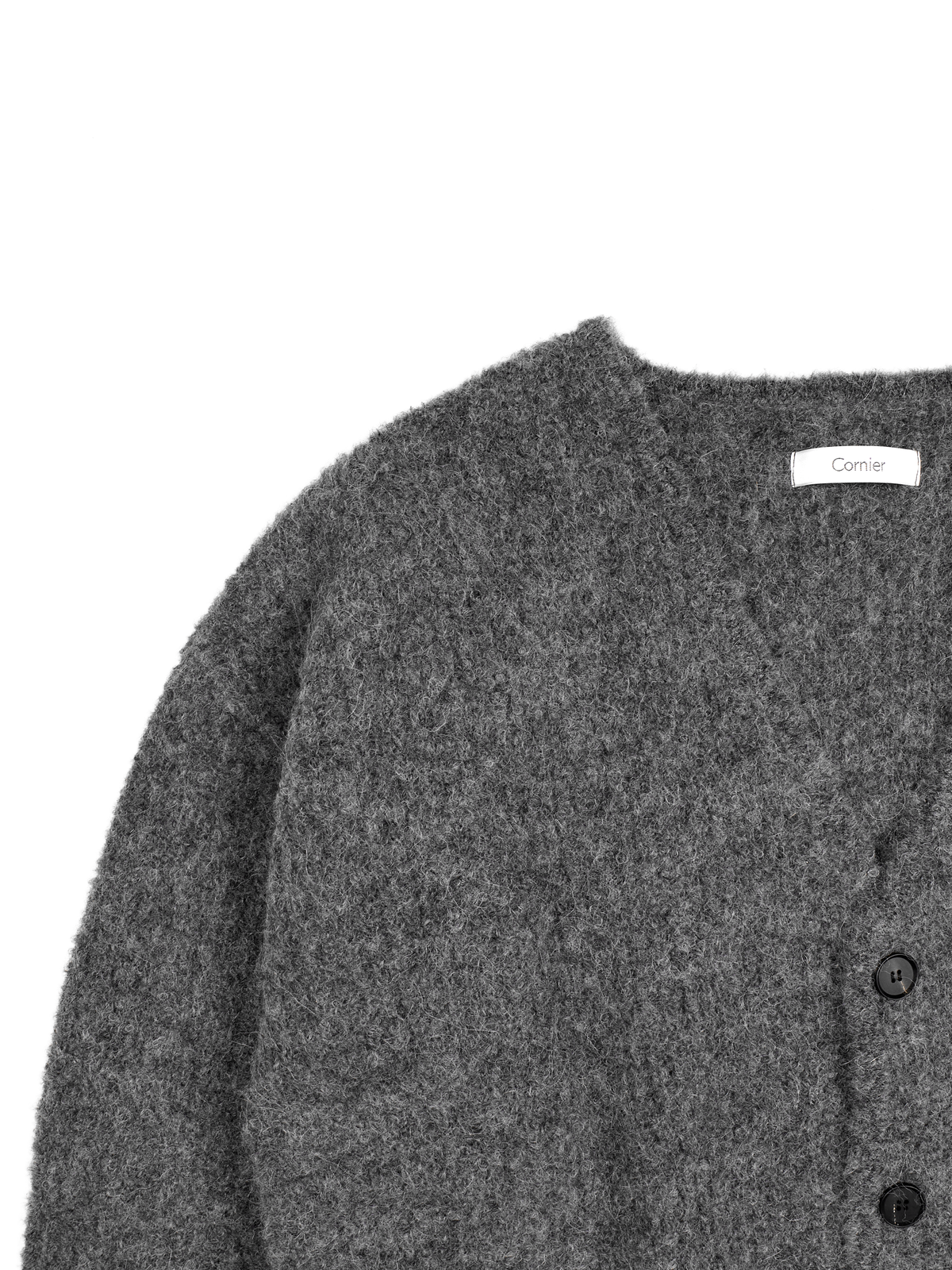 ALPACA/WOOL V-NECK CARDIGAN｜CHARCOAL