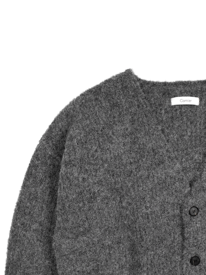 ALPACA/WOOL V-NECK CARDIGAN｜CHARCOAL