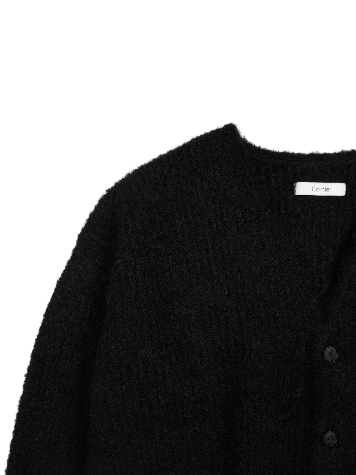 ALPACA/WOOL V-NECK CARDIGAN｜BLACK