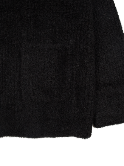ALPACA/WOOL V-NECK CARDIGAN｜BLACK