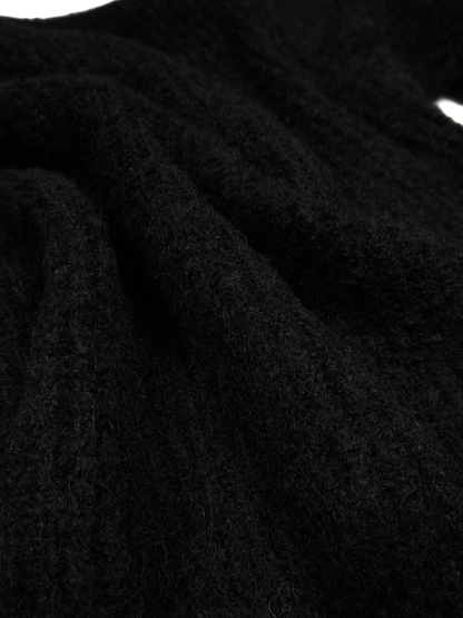 ALPACA/WOOL V-NECK CARDIGAN｜BLACK