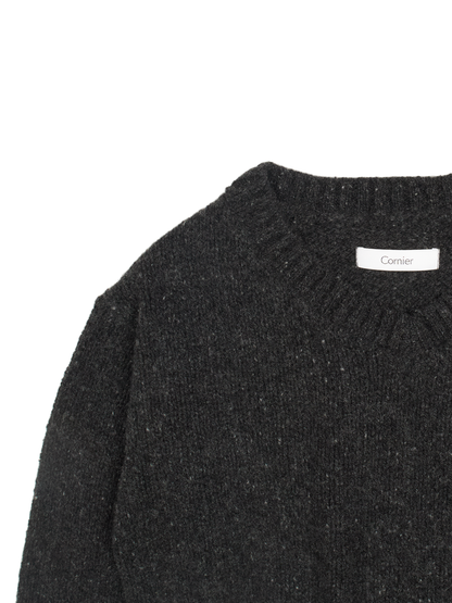 CASHMERE/SABLE V-NECK SWEATER｜CHARCOAL