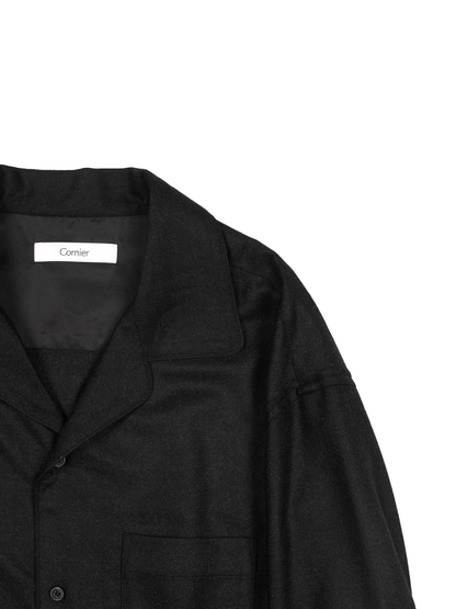 Super160's WORSTED WOOL VIYELLA SHIRTS｜TOP BLACK