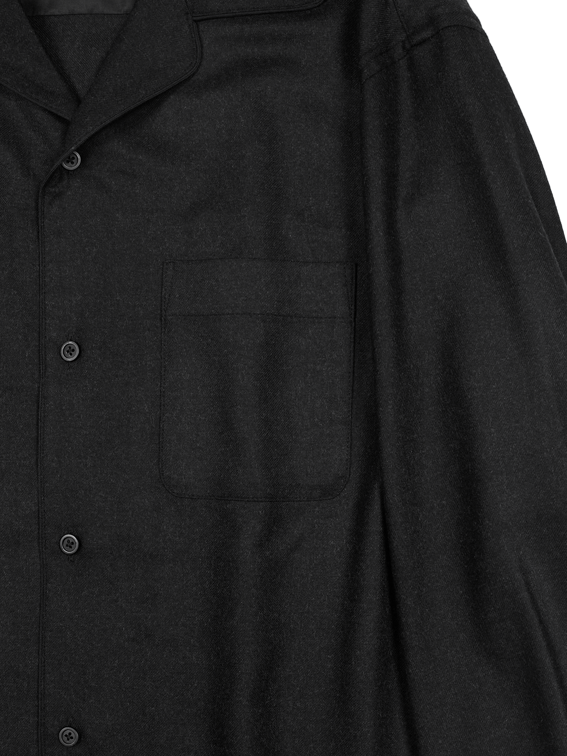 Super160's WORSTED WOOL VIYELLA SHIRTS｜TOP BLACK