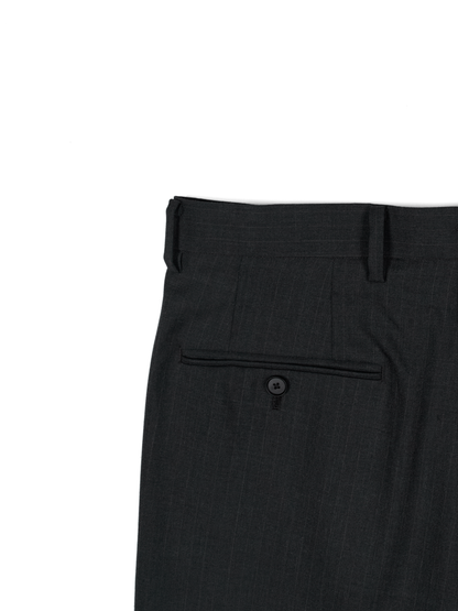 Super130's WORSTED WOOL STRIPE SLACKS｜CHARCOAL STRIPE