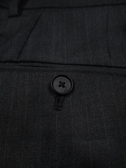 Super130's WORSTED WOOL STRIPE SLACKS｜CHARCOAL STRIPE