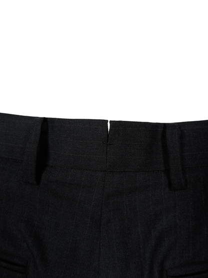Super130's WORSTED WOOL STRIPE SLACKS｜CHARCOAL STRIPE