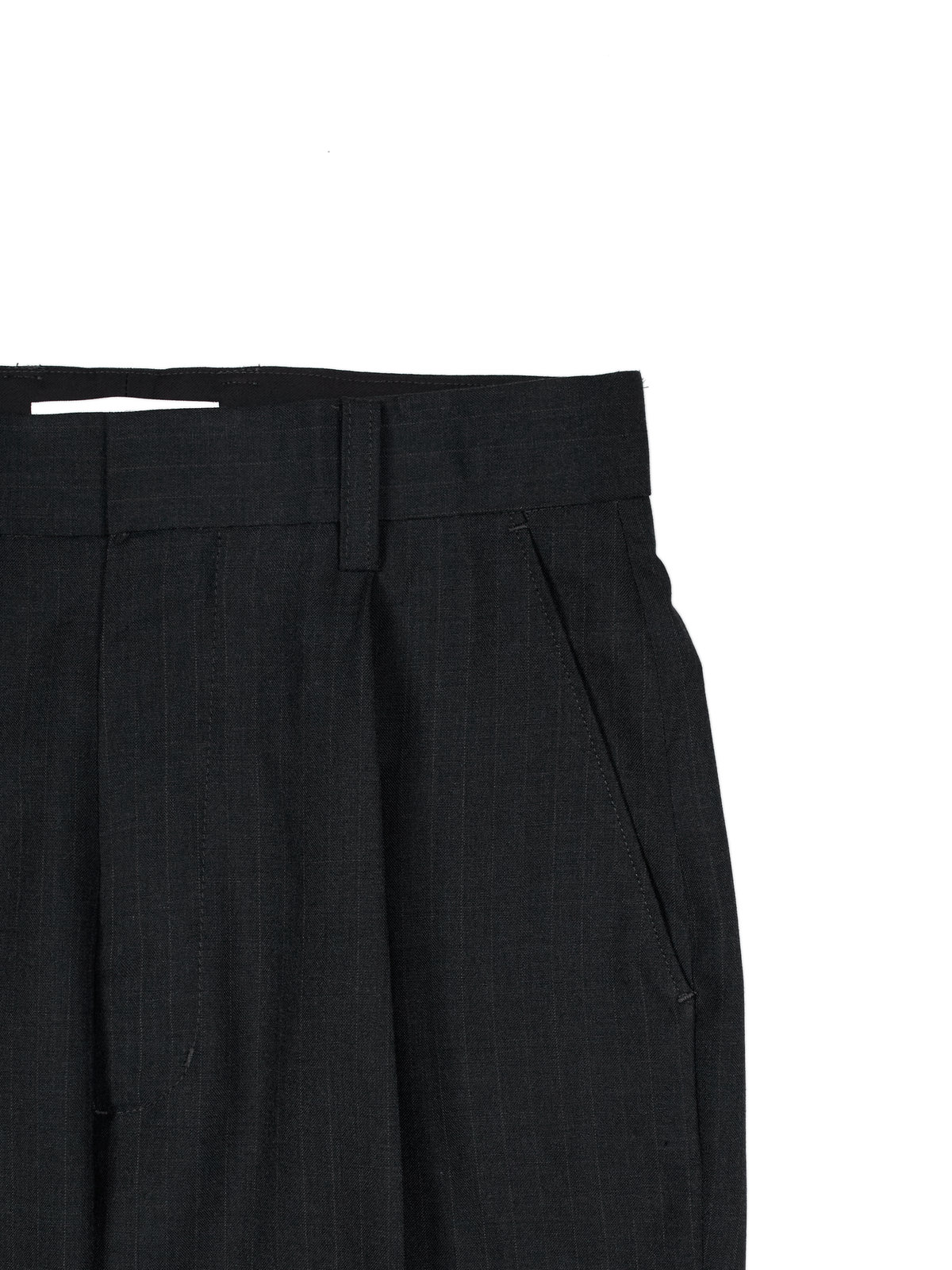 Super130's WORSTED WOOL STRIPE SLACKS for WOMEN｜CHARCOAL STRIPE