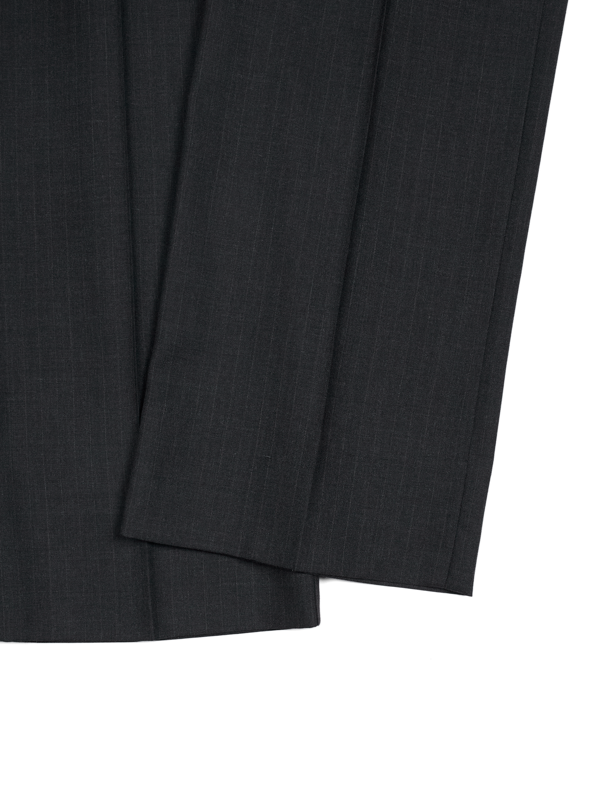 Super130's WORSTED WOOL STRIPE SLACKS for WOMEN｜CHARCOAL STRIPE