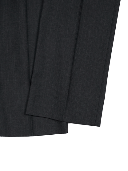 Super130's WORSTED WOOL STRIPE SLACKS for WOMEN｜CHARCOAL STRIPE