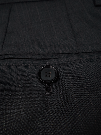 Super130's WORSTED WOOL STRIPE SLACKS for WOMEN｜CHARCOAL STRIPE