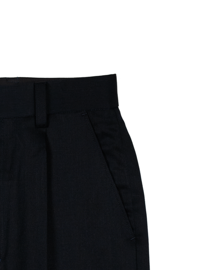 Super130's WORSTED WOOL GABARDINE SLACKS for WOMEN｜TOP D.NAVY