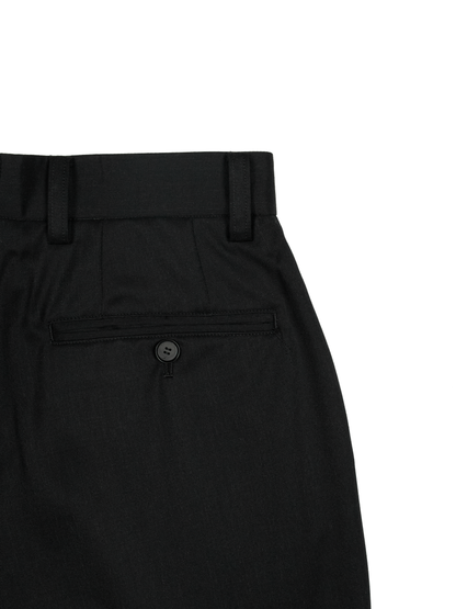Super130's WORSTED WOOL GABARDINE SLACKS for WOMEN｜TOP BLACK