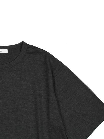 Super160's WORSTED WOOL HEAVY T-SHIRTS HALF SLEEVE｜TOP CHARCOAL
