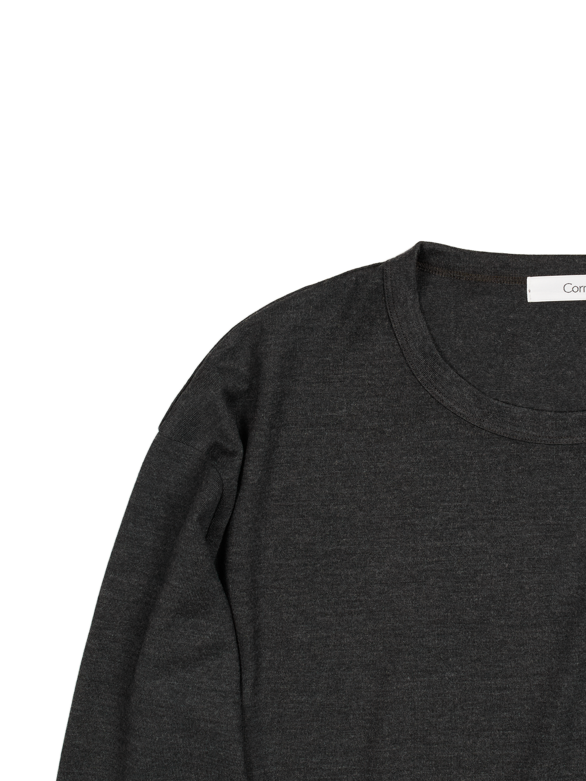Super160's WORSTED WOOL HEAVY T-SHIRTS LONG SLEEVE｜TOP CHARCOAL