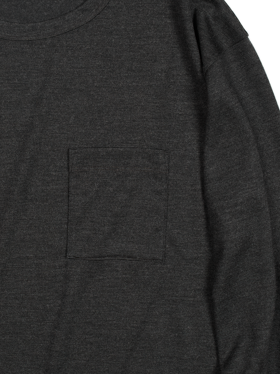 Super160's WORSTED WOOL HEAVY T-SHIRTS LONG SLEEVE｜TOP CHARCOAL