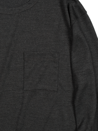 Super160's WORSTED WOOL HEAVY T-SHIRTS LONG SLEEVE｜TOP CHARCOAL