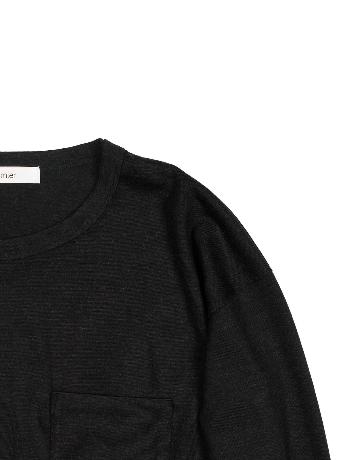 Super160's WORSTED WOOL HEAVY T-SHIRTS LONG SLEEVE｜TOP BLACK