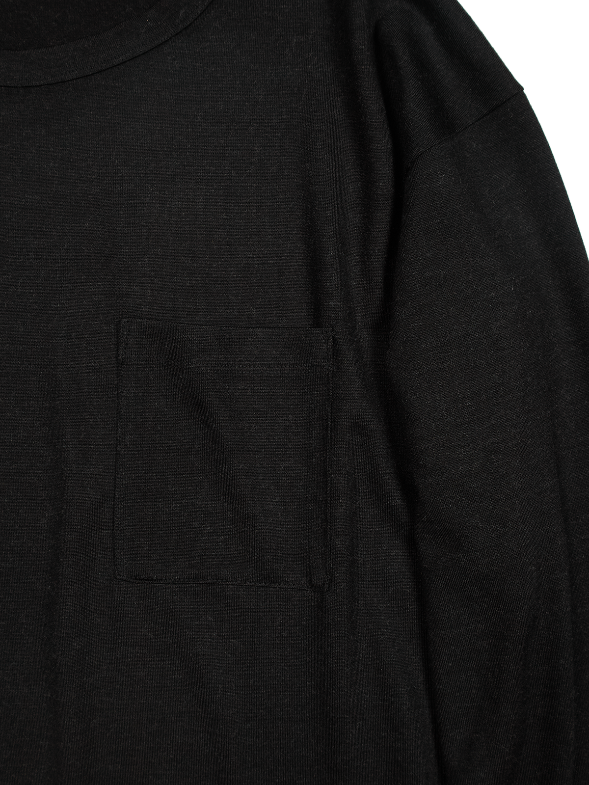 Super160's WORSTED WOOL HEAVY T-SHIRTS LONG SLEEVE｜TOP BLACK