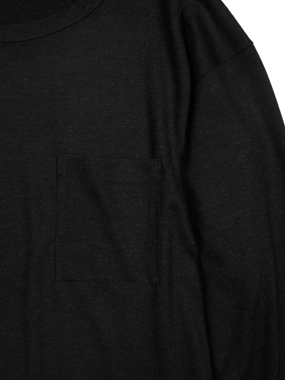 Super160's WORSTED WOOL HEAVY T-SHIRTS LONG SLEEVE｜TOP BLACK
