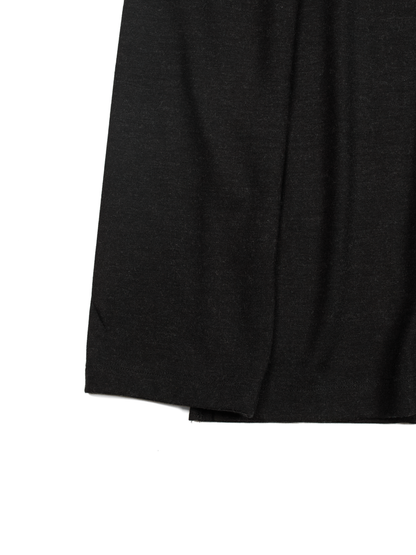 Super160's WORSTED WOOL HEAVY T-SHIRTS LONG SLEEVE｜TOP BLACK