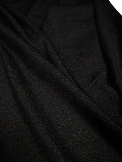 Super160's WORSTED WOOL HEAVY T-SHIRTS LONG SLEEVE｜TOP BLACK