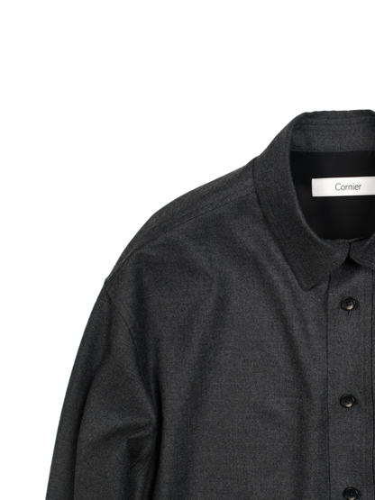 Super160's WORSTED WOOL VIYELLA SHIRTS for WOMEN｜TOP CHARCOAL