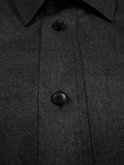 Super160's WORSTED WOOL VIYELLA SHIRTS for WOMEN｜TOP CHARCOAL