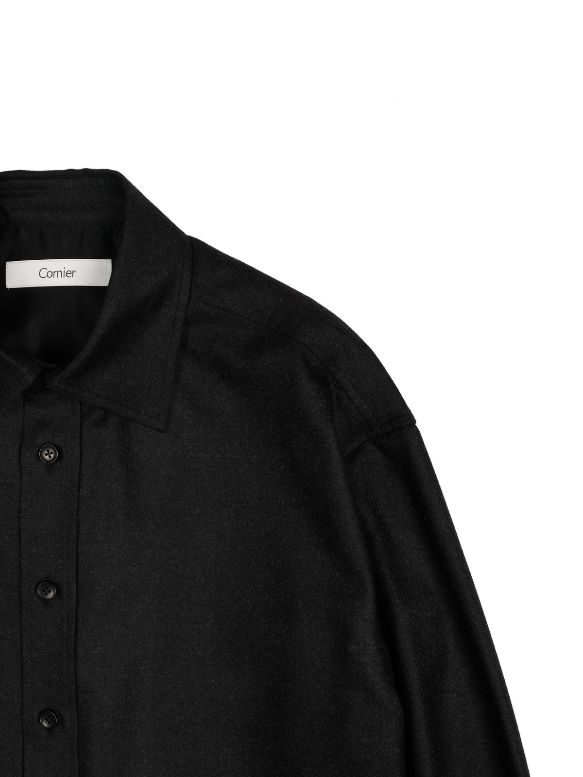 Super160's WORSTED WOOL VIYELLA SHIRTS for WOMEN｜TOP BLACK