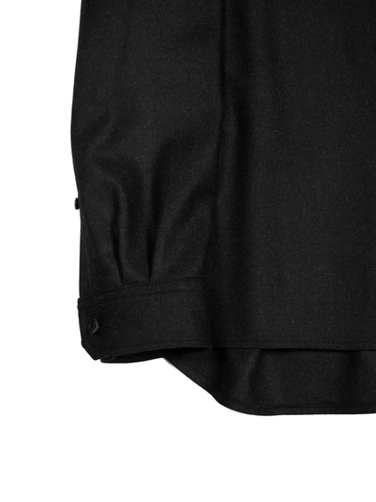 Super160's WORSTED WOOL VIYELLA SHIRTS for WOMEN｜TOP BLACK