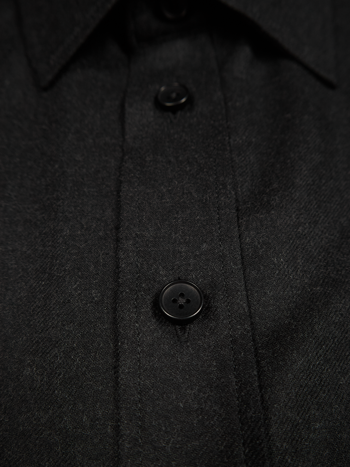 Super160's WORSTED WOOL VIYELLA SHIRTS for WOMEN｜TOP BLACK