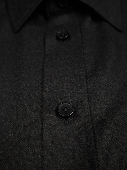 Super160's WORSTED WOOL VIYELLA SHIRTS for WOMEN｜TOP BLACK