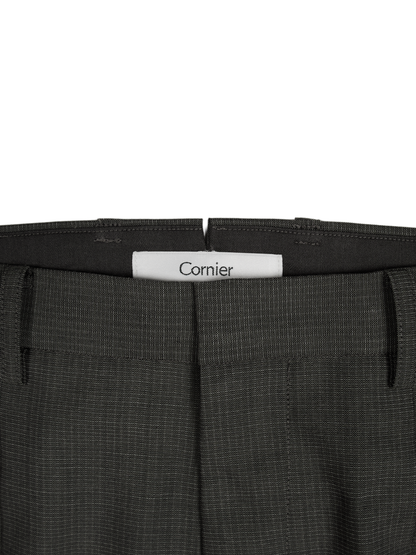 Super130's WOOL/SILK RETRO CHECK SLACKS｜GREIGE