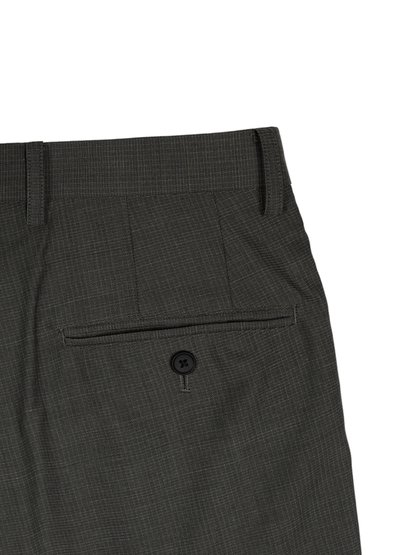 Super130's WOOL/SILK RETRO CHECK SLACKS｜GREIGE