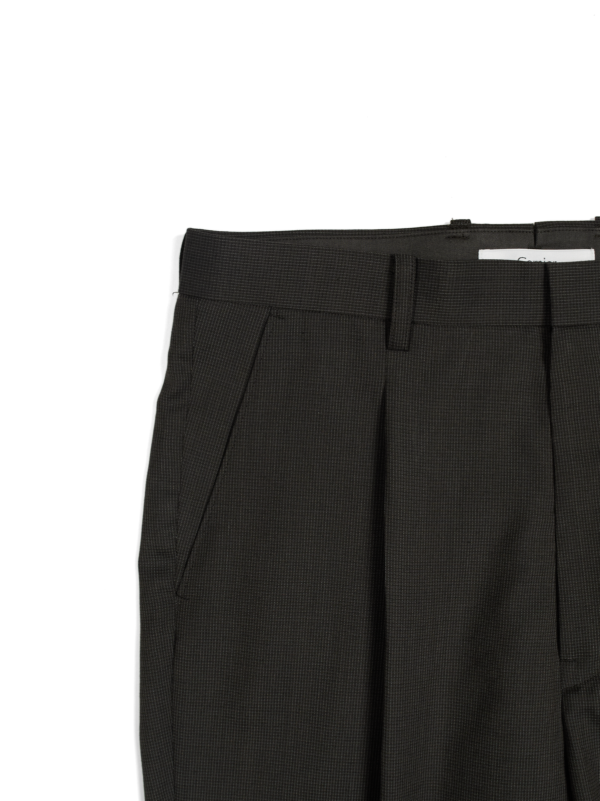 Super130's WOOL/SILK RETRO CHECK SLACKS｜DARK BROWN